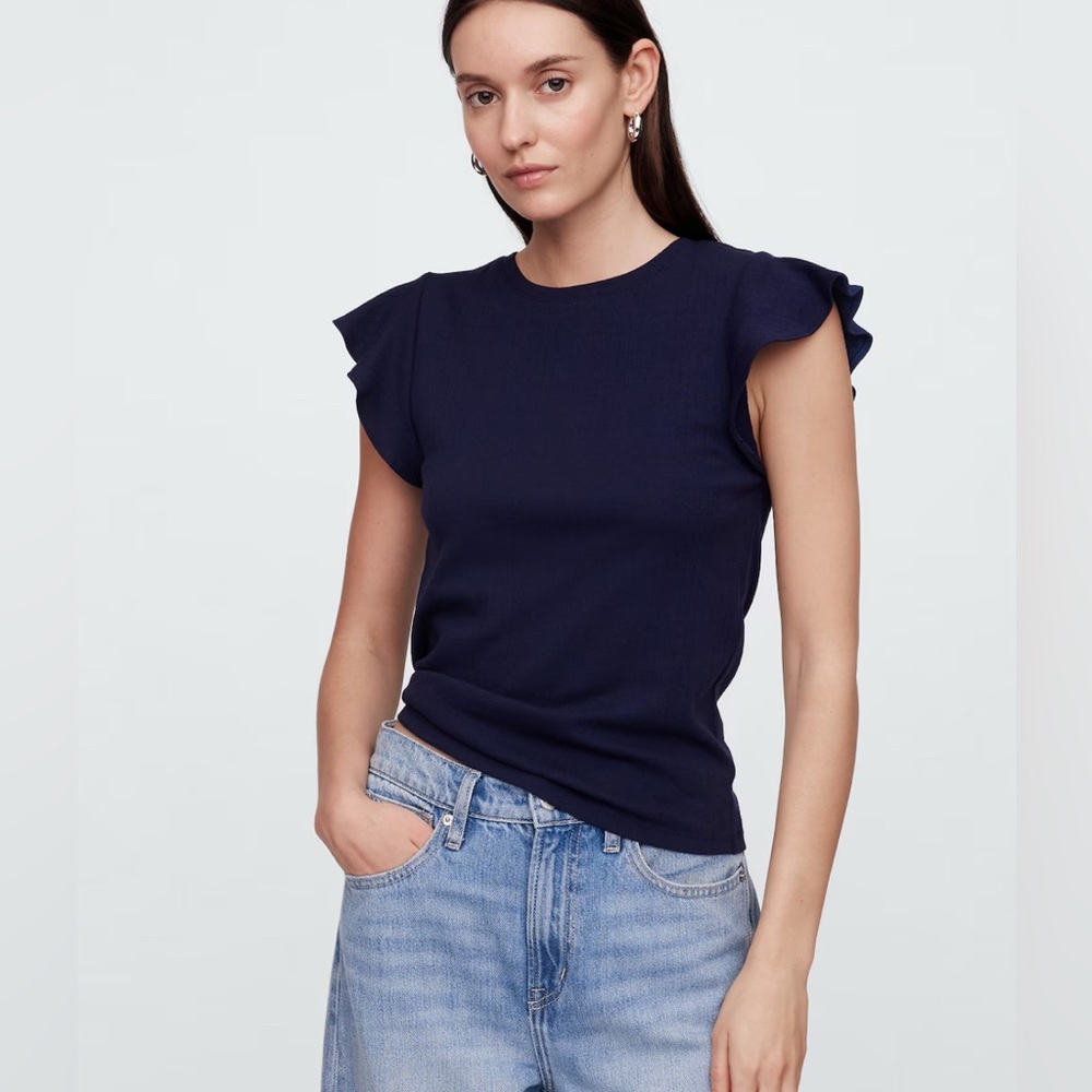 Old Navy Black Flutter Sleeve Blouse